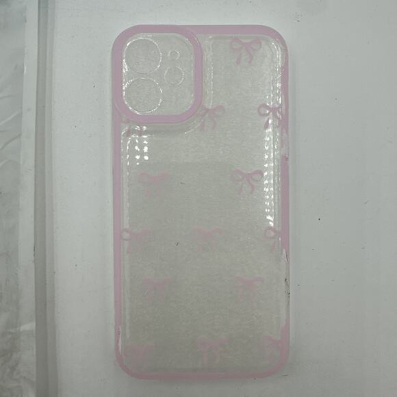iPhone 12 Mini Silicone Case Pink Bows - Picture 2 of 5